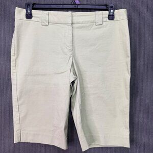 Express Design Studio Womens Size 10 Green Editor Bermuda Shorts Cotton Blend